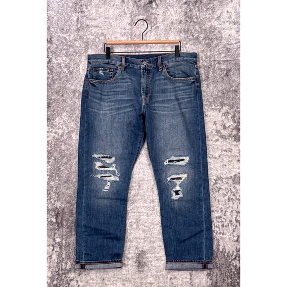 Jean Shop NYC Jeans 31 Womens Ellen Boyfriend Selvedge Denim In Hobo Distressed - Picture 1 of 8